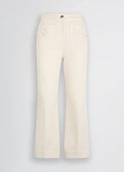 Pantaloni flare cropped in cotone