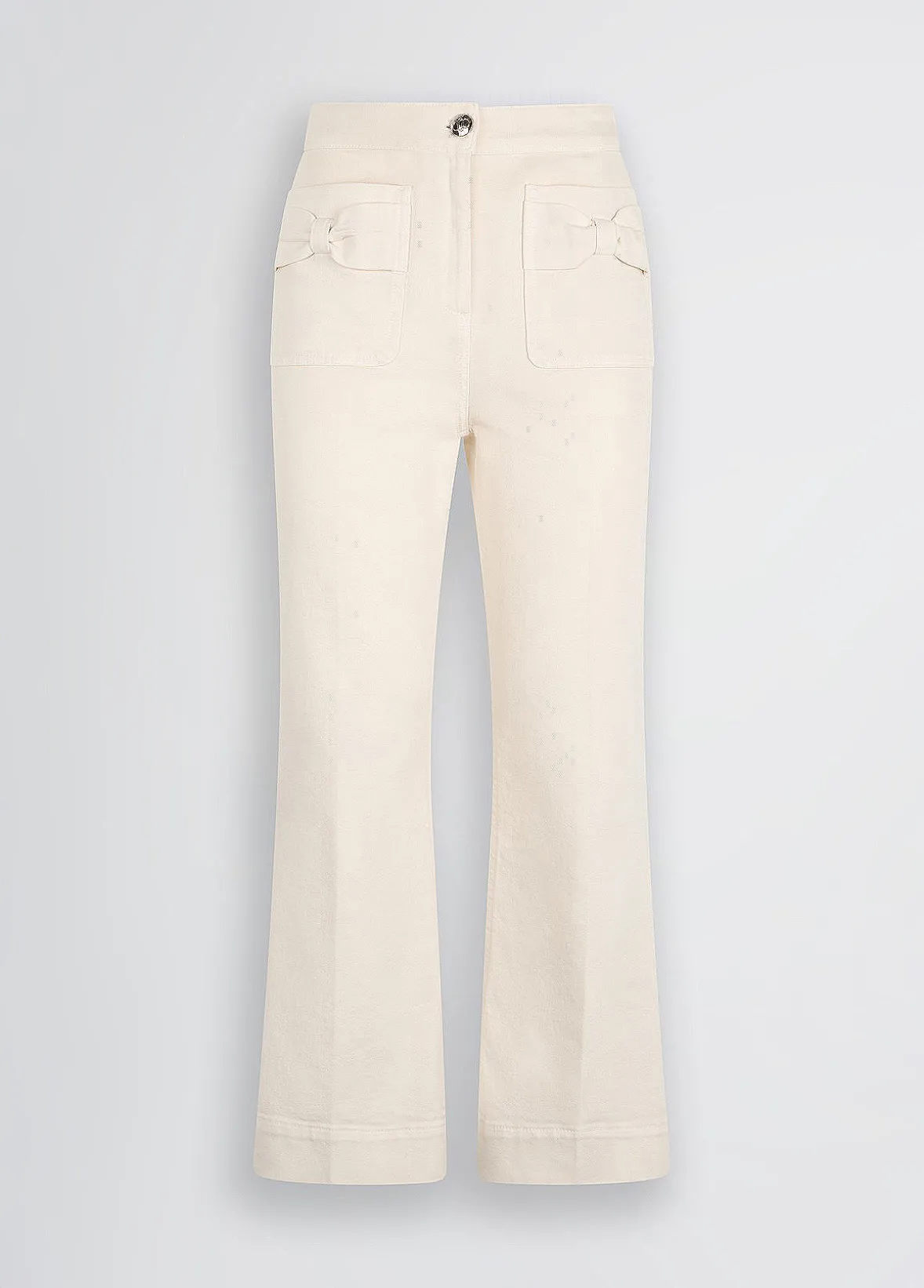 Pantaloni flare cropped in cotone