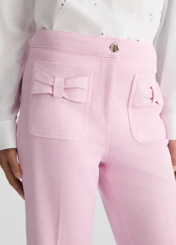Pantaloni flare cropped in cotone