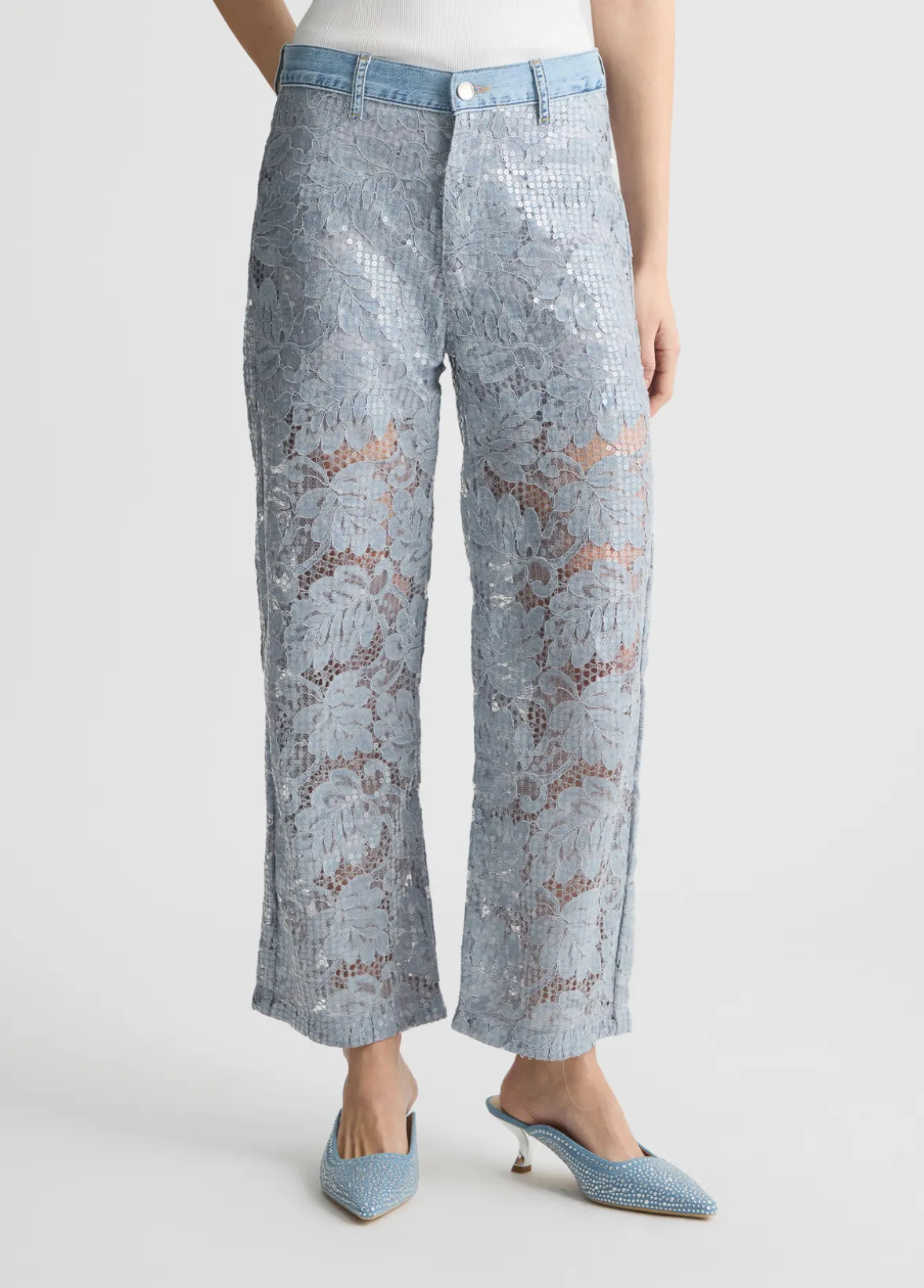 Pantaloni flare in pizzo