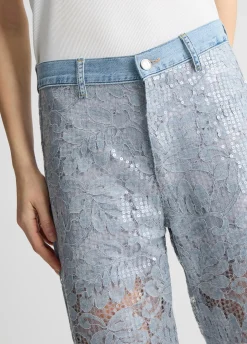 Pantaloni flare in pizzo