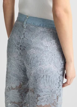 Pantaloni flare in pizzo