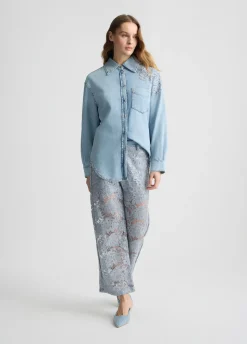 Pantaloni flare in pizzo