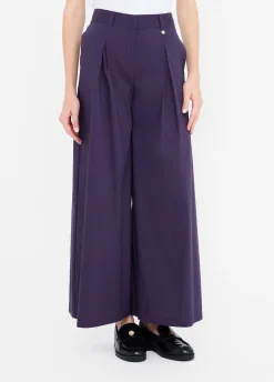 Pantaloni flare in popeline