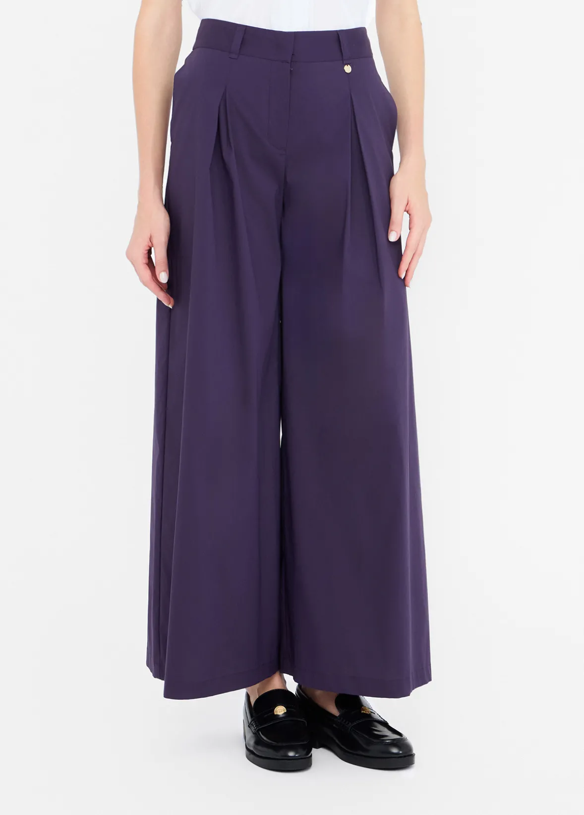 Pantaloni flare in popeline