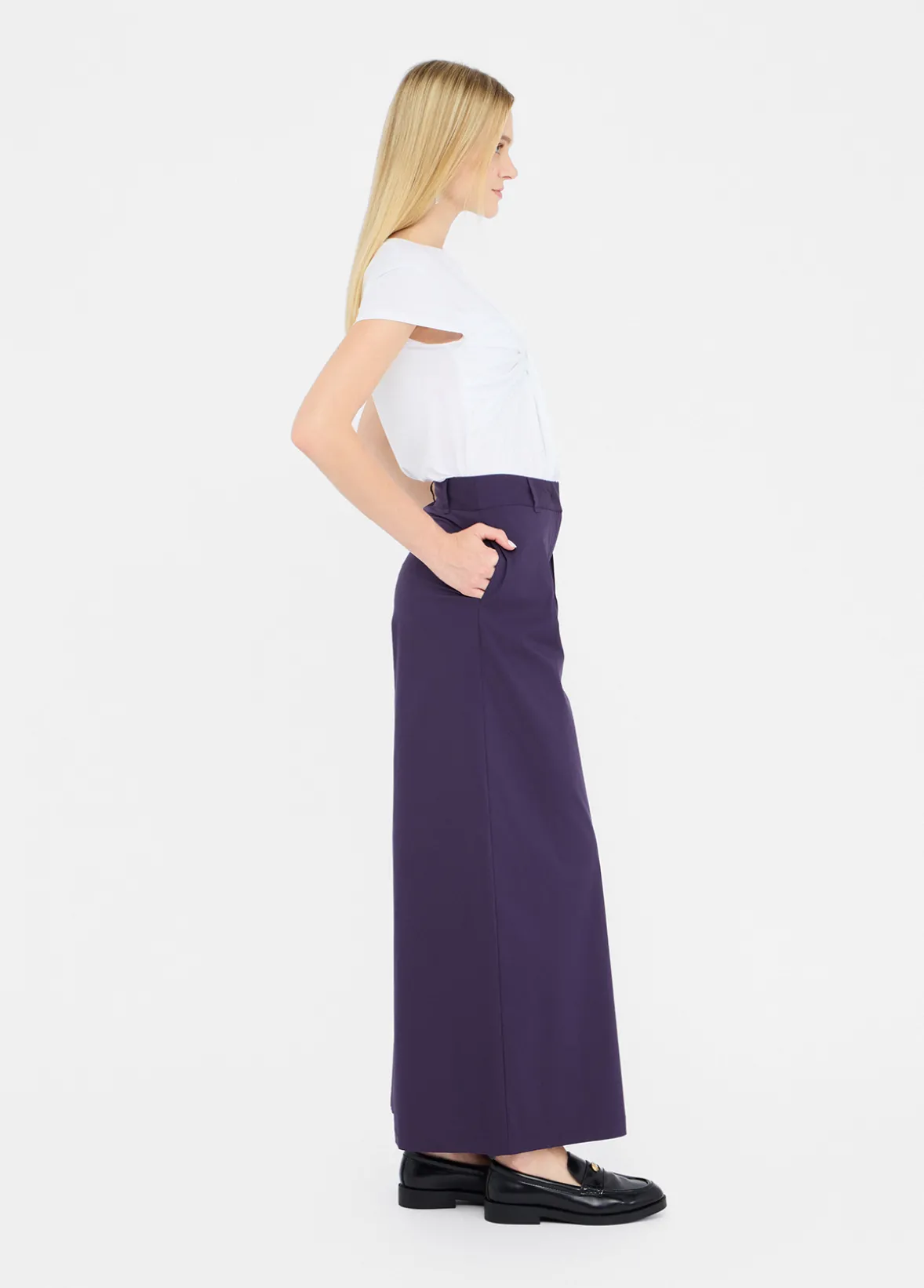 Pantaloni flare in popeline