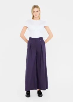 Pantaloni flare in popeline