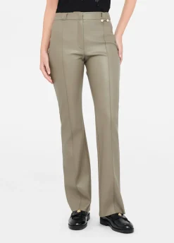 Pantaloni flare in tessuto spalmato