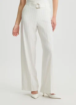 Pantaloni gessati a vita alta