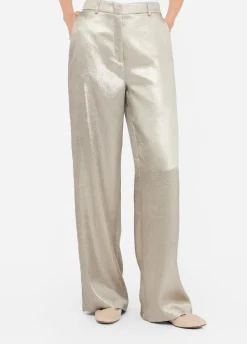 Pantaloni in crêpe laminato