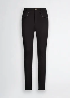 Pantaloni in jersey con strass