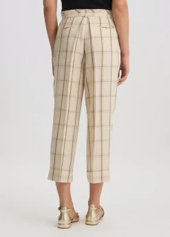 Pantaloni in misto lino check