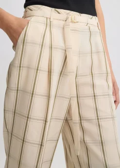 Pantaloni in misto lino check