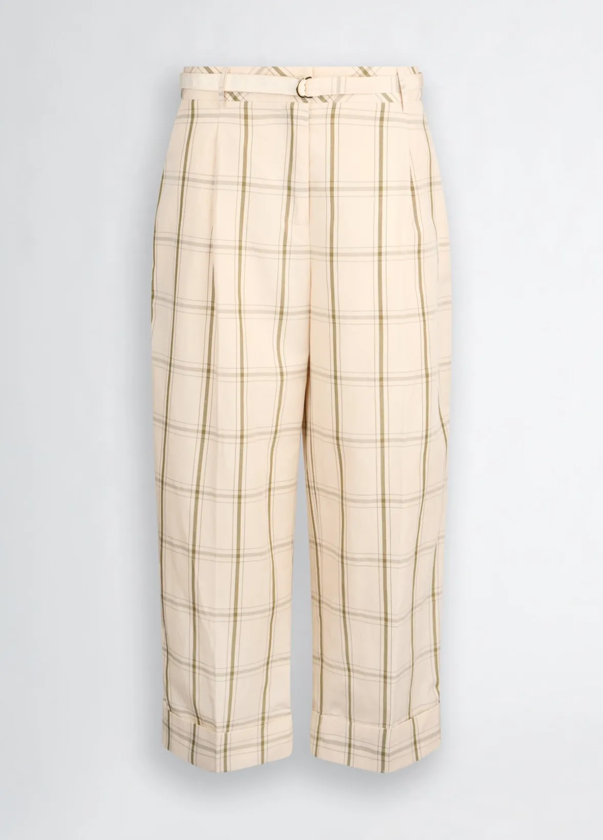 Pantaloni in misto lino check