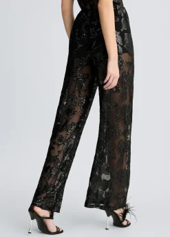 Pantaloni in tulle ricamato