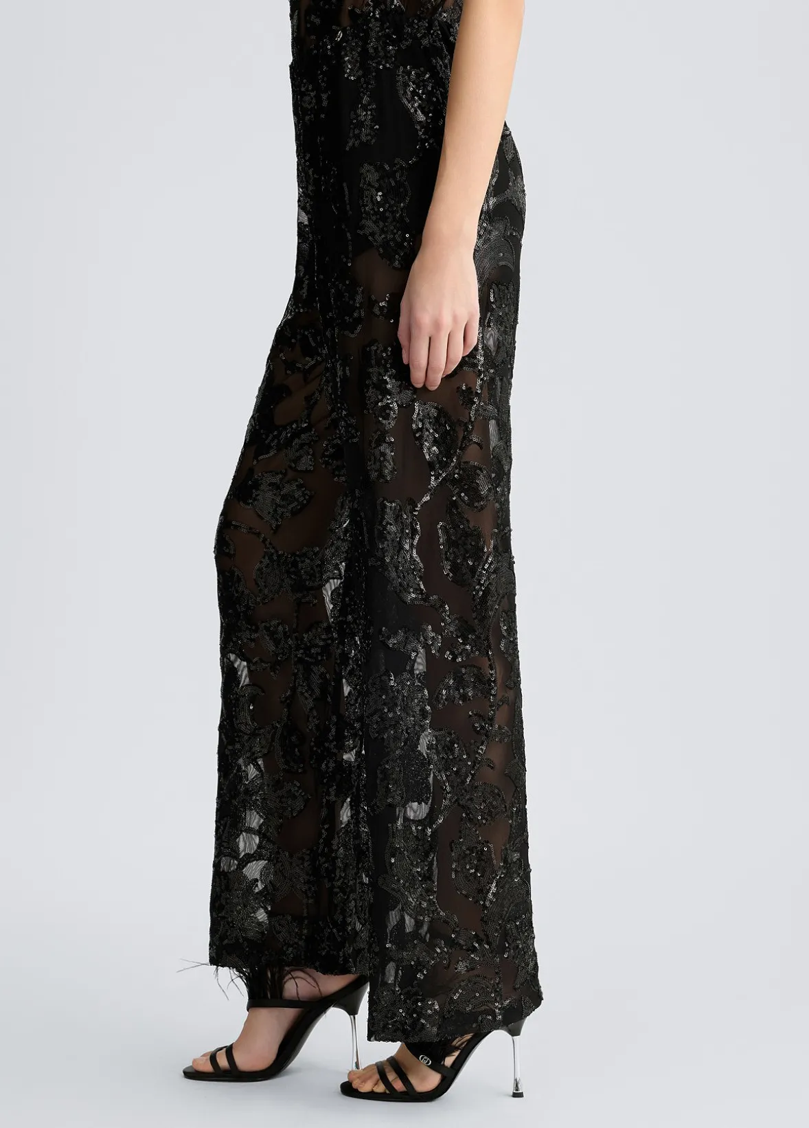 Pantaloni in tulle ricamato