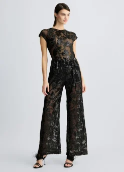 Pantaloni in tulle ricamato
