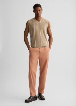 Pantaloni jacquard in misto lino