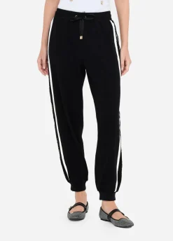 Pantaloni jogging in felpa con pizzo