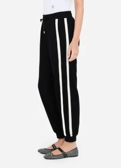 Pantaloni jogging in felpa con pizzo