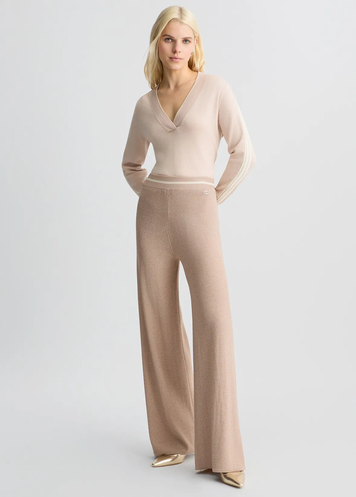 Pantaloni larghi in lurex®
