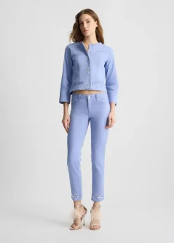 Pantaloni skinny con strass