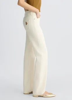 Pantaloni straight con patch logo