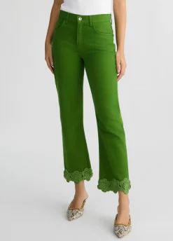 Pantaloni straight con ricamo crochet