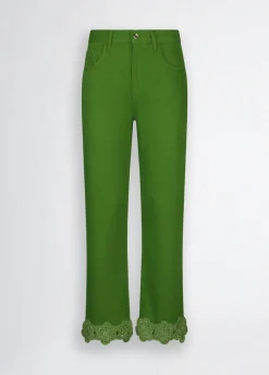 Pantaloni straight con ricamo crochet