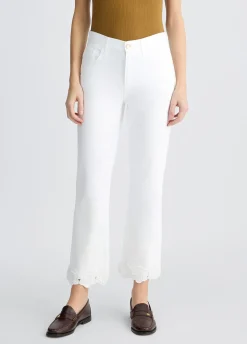Pantaloni straight con ricamo crochet