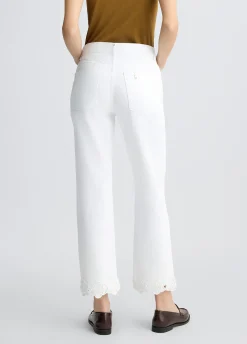 Pantaloni straight con ricamo crochet