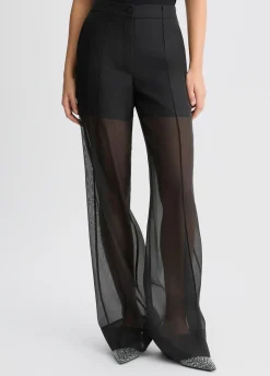 Pantaloni straight in organza