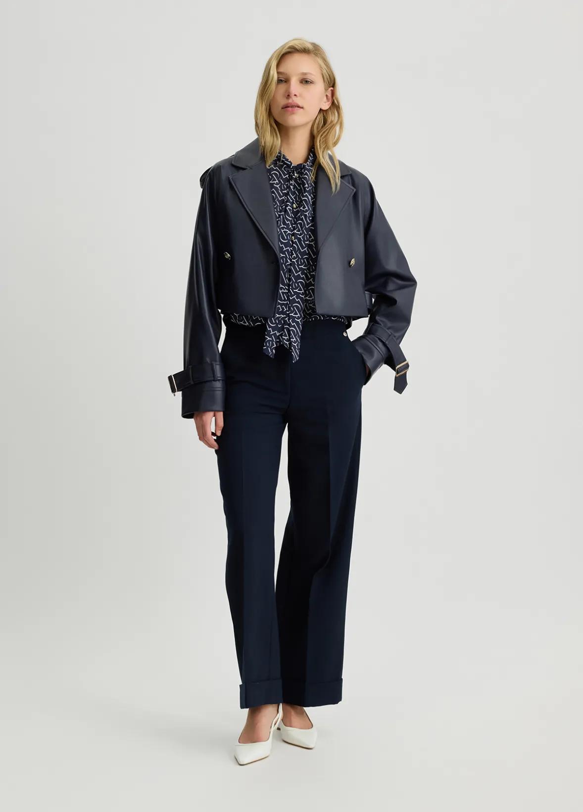 Pantaloni straight in piquet