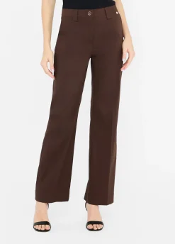 Pantaloni straight in popeline