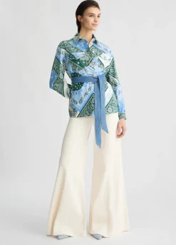 Pantaloni super flare a vita alta