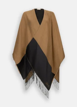 Poncho con logo e frange