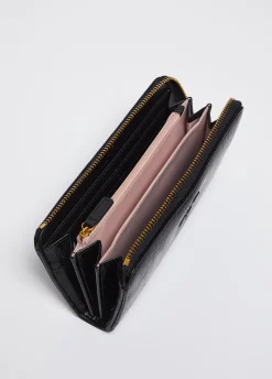 Portafoglio grande zip around glossy