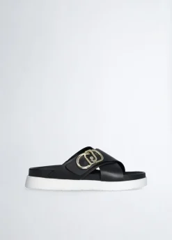 Sandali in pelle con logo