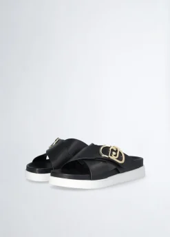 Sandali in pelle con logo