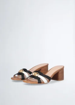 Sandali in pelle con tacco largo