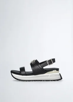 Sandali platform in pelle