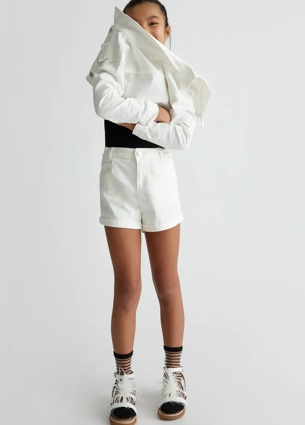 Short a vita alta in cotone