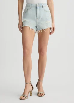 Short in denim con strass