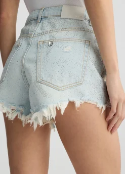Short in denim con strass