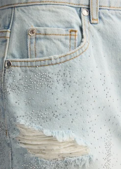 Short in denim con strass