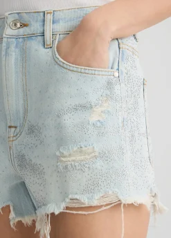 Short in denim con strass