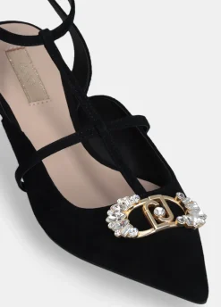 Sling back con logo gioiello