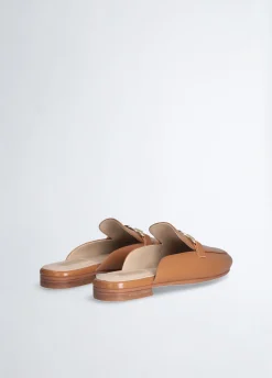 Slippers in pelle con logo