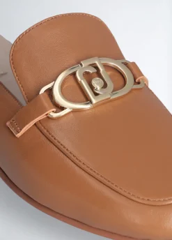Slippers in pelle con logo