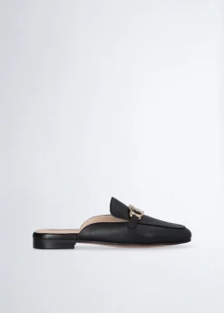 Slippers in pelle con logo
